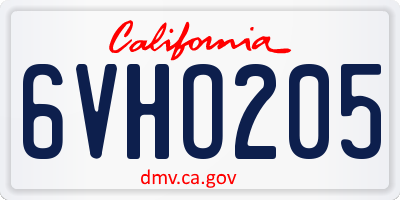 CA license plate 6VHO205