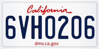 CA license plate 6VHO206