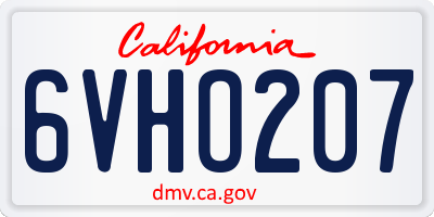 CA license plate 6VHO207