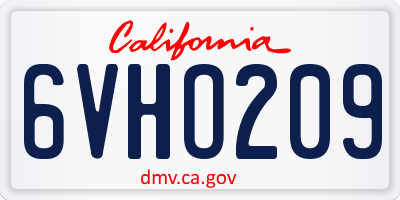CA license plate 6VHO209