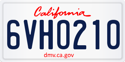 CA license plate 6VHO210
