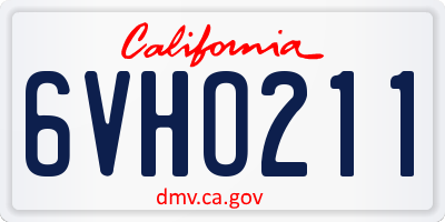 CA license plate 6VHO211