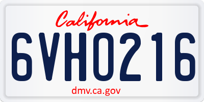 CA license plate 6VHO216