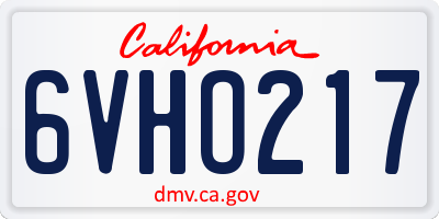 CA license plate 6VHO217