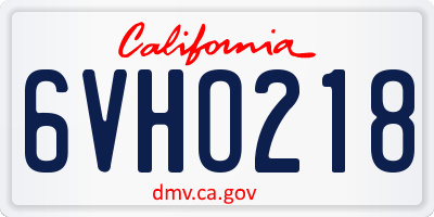 CA license plate 6VHO218