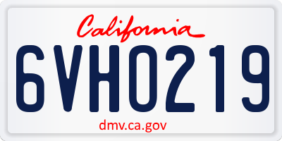 CA license plate 6VHO219