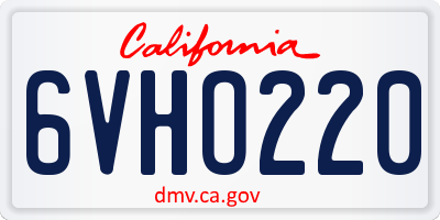 CA license plate 6VHO220