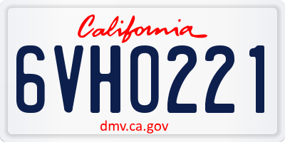 CA license plate 6VHO221