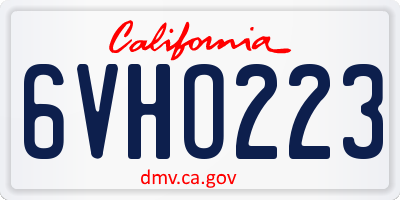 CA license plate 6VHO223