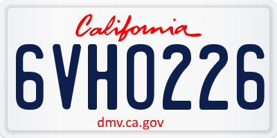 CA license plate 6VHO226