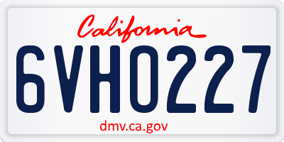 CA license plate 6VHO227