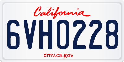 CA license plate 6VHO228