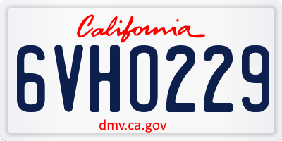 CA license plate 6VHO229