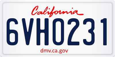 CA license plate 6VHO231