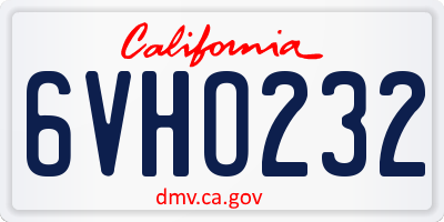 CA license plate 6VHO232
