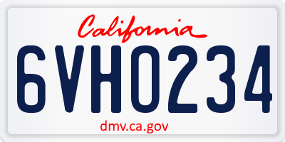 CA license plate 6VHO234