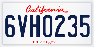 CA license plate 6VHO235
