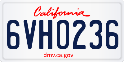 CA license plate 6VHO236