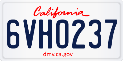 CA license plate 6VHO237