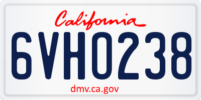 CA license plate 6VHO238