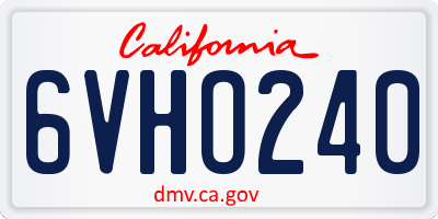 CA license plate 6VHO240