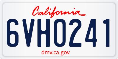 CA license plate 6VHO241