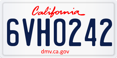 CA license plate 6VHO242