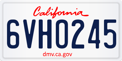 CA license plate 6VHO245