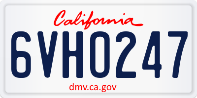 CA license plate 6VHO247