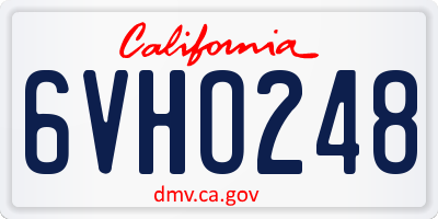 CA license plate 6VHO248