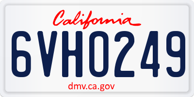 CA license plate 6VHO249