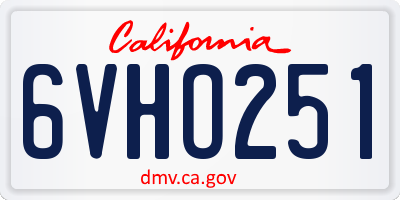 CA license plate 6VHO251