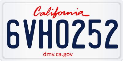 CA license plate 6VHO252