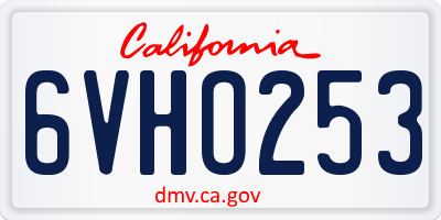 CA license plate 6VHO253