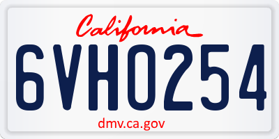 CA license plate 6VHO254