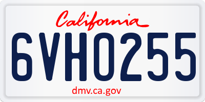 CA license plate 6VHO255