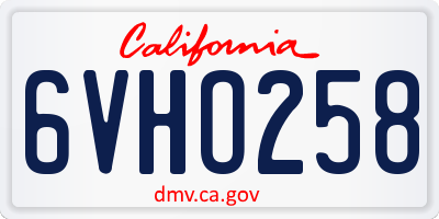 CA license plate 6VHO258