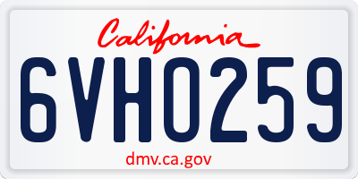 CA license plate 6VHO259