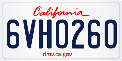 CA license plate 6VHO260
