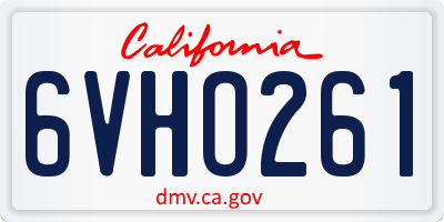 CA license plate 6VHO261
