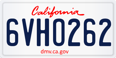 CA license plate 6VHO262