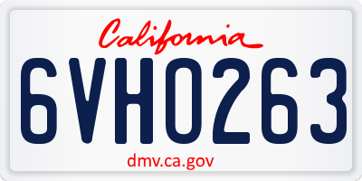 CA license plate 6VHO263