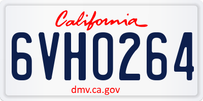 CA license plate 6VHO264