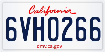 CA license plate 6VHO266