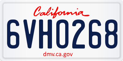 CA license plate 6VHO268