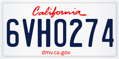 CA license plate 6VHO274