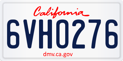 CA license plate 6VHO276
