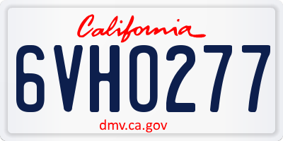 CA license plate 6VHO277