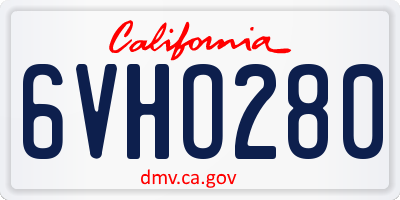 CA license plate 6VHO280
