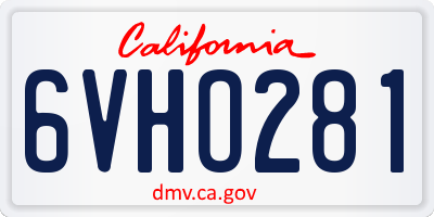 CA license plate 6VHO281